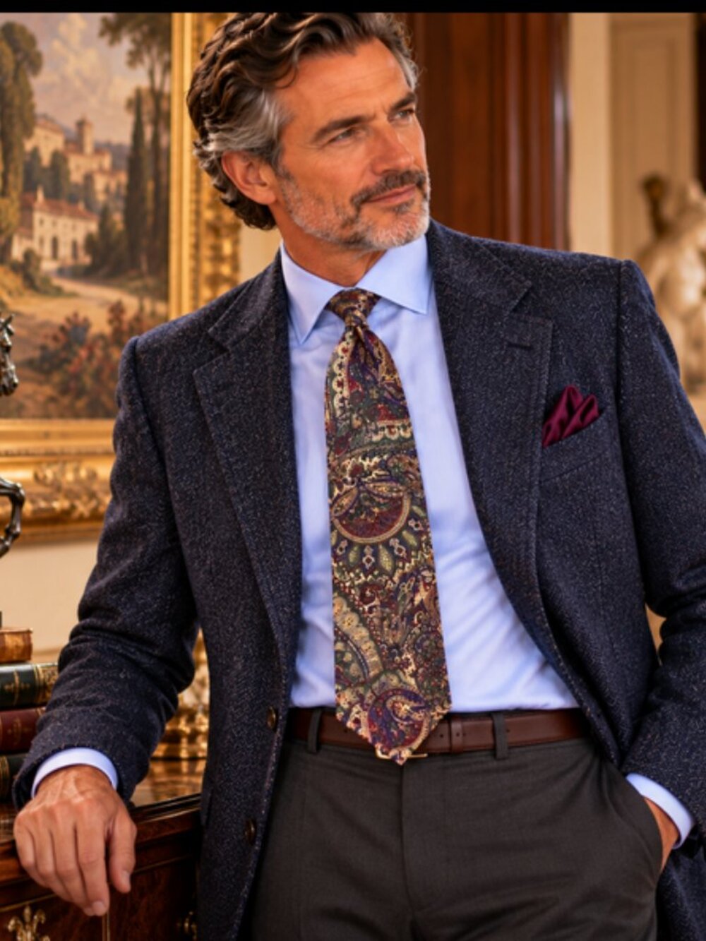 Kuppenheimer British Collection 100% Silk Paisley Tie Made USA Italian Fabric